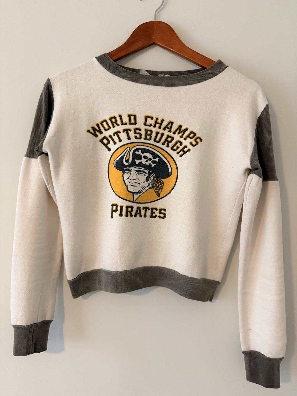 Vintage 70s Pittsburgh Pirates World Champs Cropped Sweatshirt Two Tone MLB